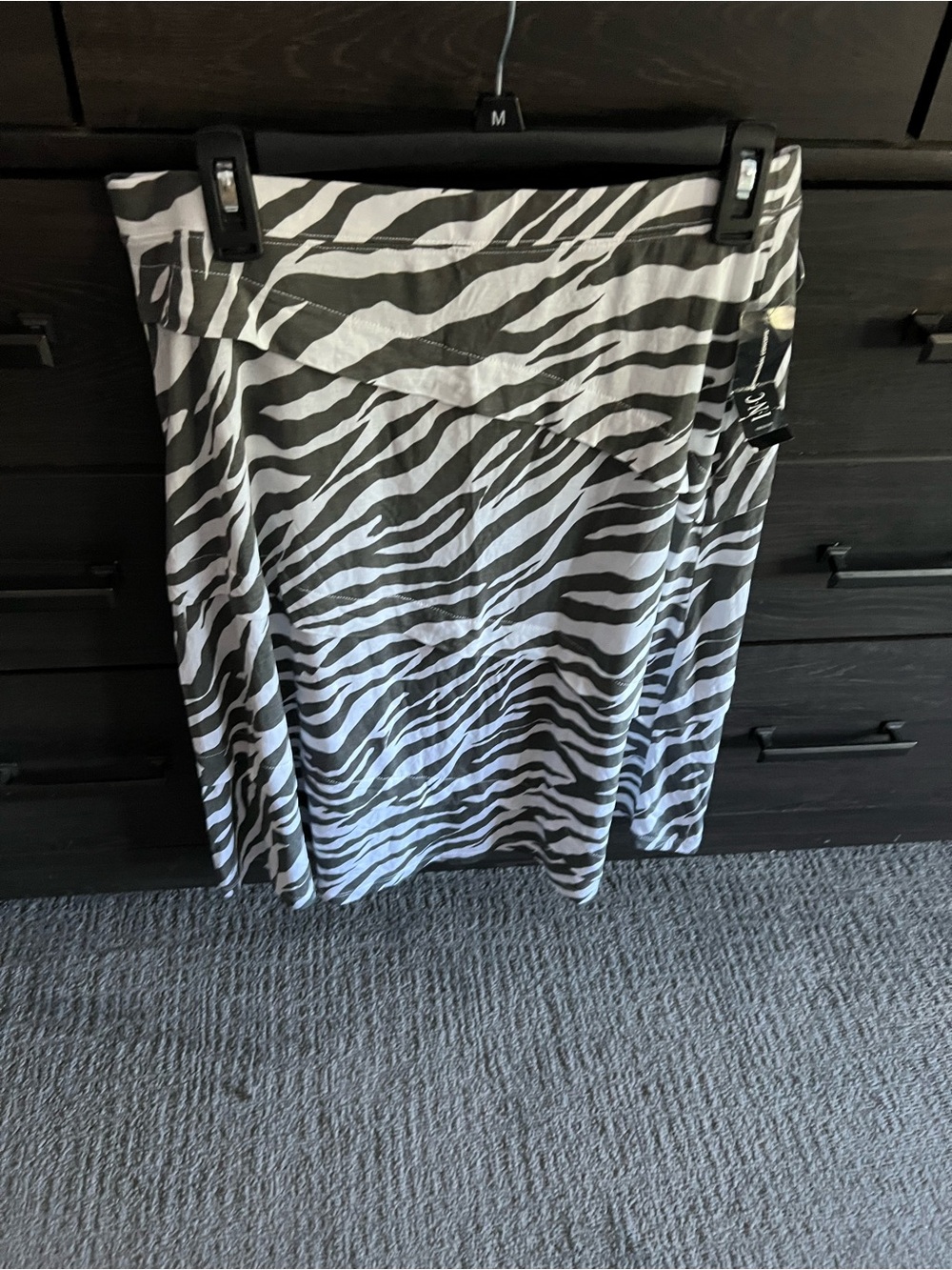 INC International Concepts Black and White Zebra A-Line Skirt